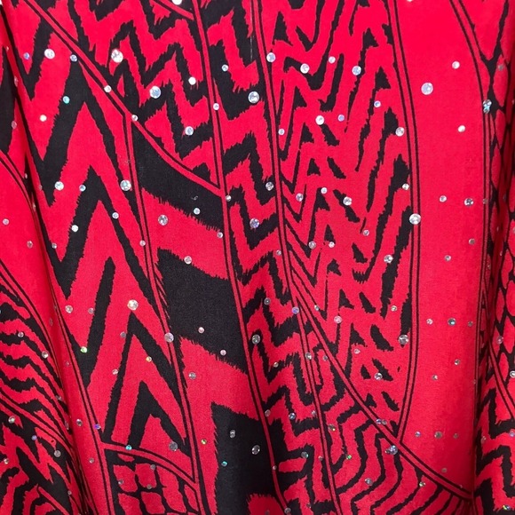 Red Black Tank Top 3XL Sleeveless Blouse Rhinestone Embellished Casual - Picture 2 of 4